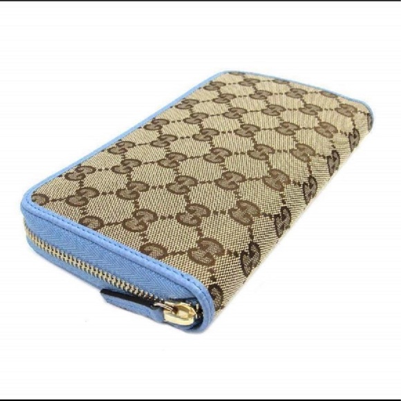 Gucci Handbags - Gucci Supreme Canvas GG Zip Wallet Mineral Blue Gucci Handbags - Gucci Supreme Canvas GG Zip Wallet Mineral Blue